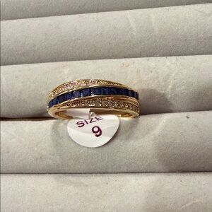 Bomb Party September Gold and Sapphie Ring